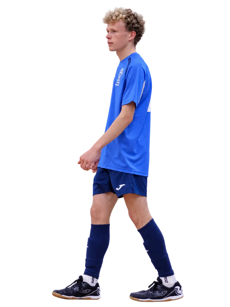 Braintree Futsal Development player in the original blue kit on court