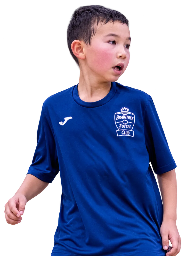 Young Braintree Futsal player wearing the original dark blue club shirt