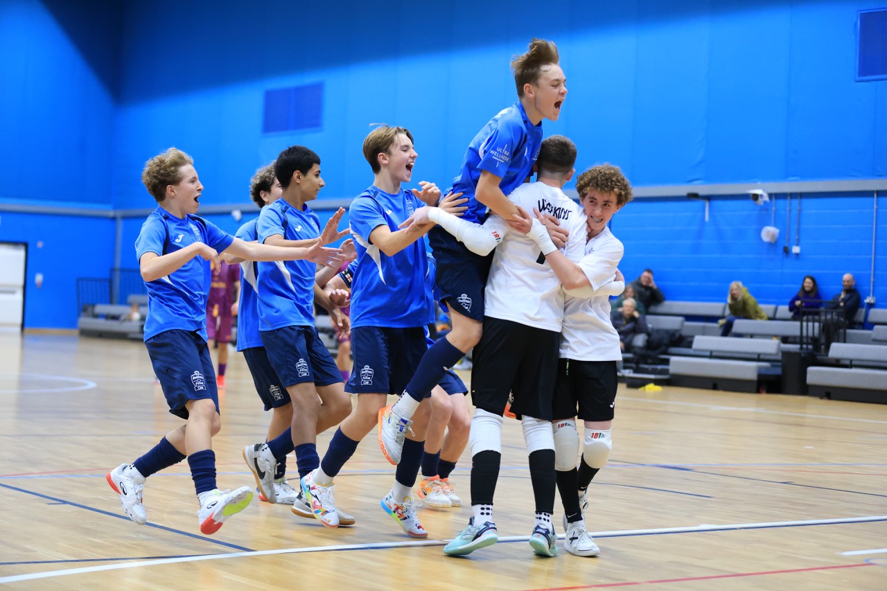Braintree celebrate after their dramatic TFC Under-16 Cup triumph.